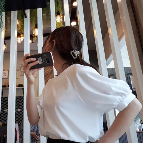 여름 여자 오버핏 반팔블라우스 빅사이즈 66 77 88 여자 루즈핏 나그랑 퍼프 소매