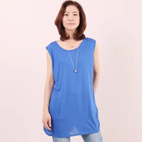 민소매 라운드 훌 롱나시티 2045142S 빅사이즈 여성