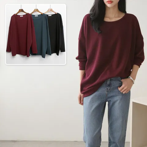 골지 루즈 보트넥 긴팔티 310A699S 빅사이즈 여성