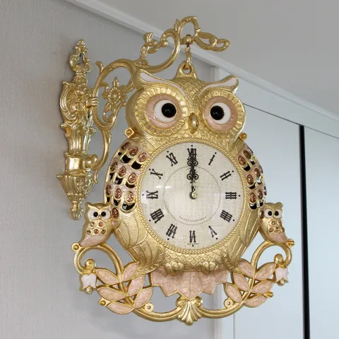 부자 복부엉이 금도금 주물 양면시계 HBC-262G