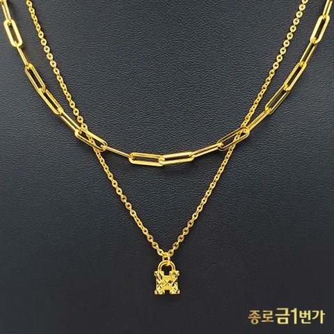 [종로금1번가] 여자 순금 목걸이 H 레이어드  18.75g