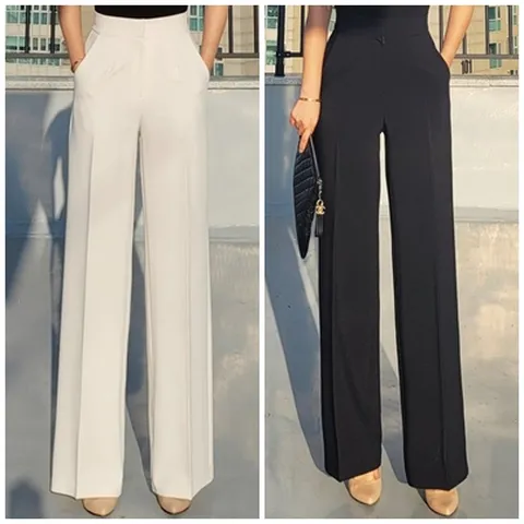 여성 스판 비비 와이드 팬츠 모임룩 하객룩 오피스룩 결혼식 통바지