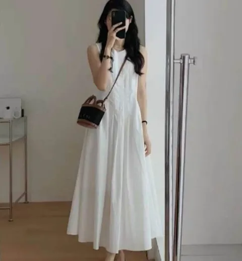 헬레 무지 민소매 롱원피스 3color