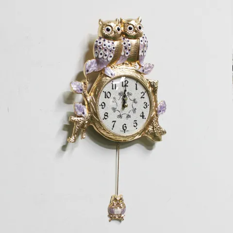 쌍부엉이-추 금도금 무소음 벽걸이 벽시계 부엉이시계 부엉이벽시계 추시계 인테리어벽시계