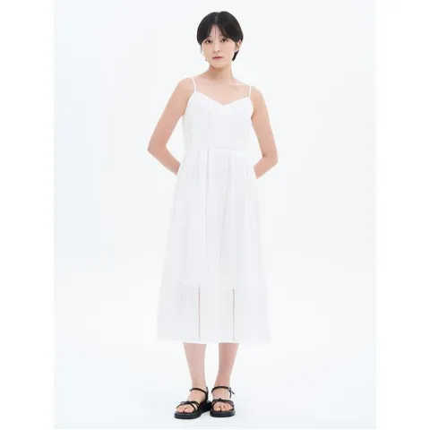 레이스 슬리브리스 롱 원피스  화이트 (115771AY21)