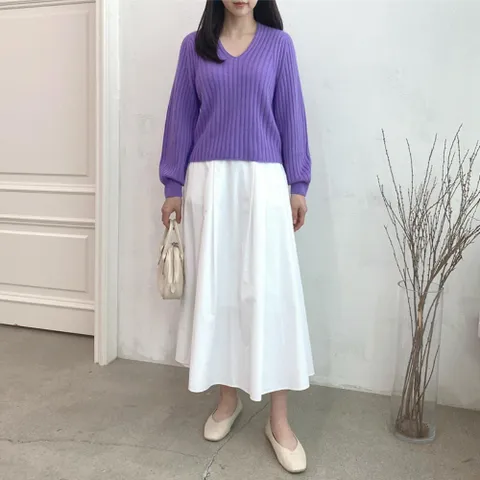 [다잇템] 여자 카시미어 롱슬리브 환절기 V넥 4컬러 니트