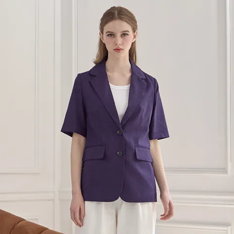 쿠브 프렌치 린넨 100 여성 반팔 자켓