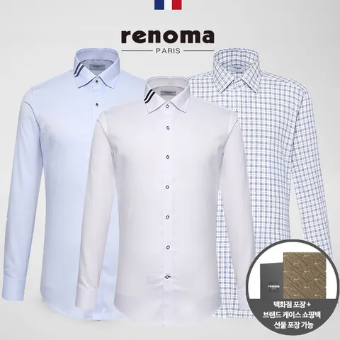 레노마셔츠 긴팔 스판 구김적은 일반핏 슬림핏 정장 와이셔츠 남방 463691