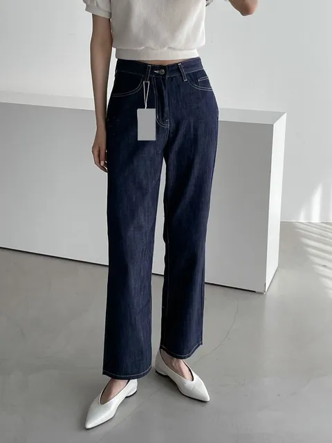 여자 봄 여름 핏이 예쁜 논페이드 난스판 생지 일자 청바지 다리가 길어보이는 간절기 편한 데님팬츠