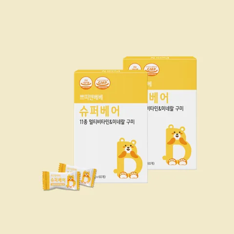 쁘띠앤베베 슈퍼베어 2개월 어린이 키즈 종합 멀티 비타민 젤리