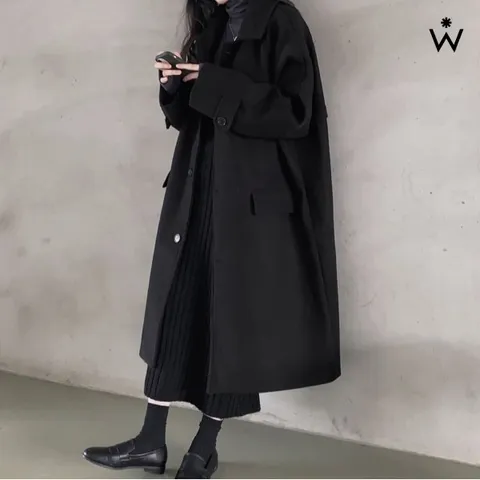 [하프클럽] 심플 오버핏 데일리 소매 버튼 롱 코트 (WIADCT015)