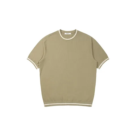 라운드넥 반팔 니트_ 올리브그린