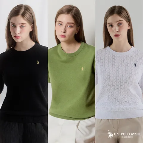 [U.S POLO ASSN.] 26SS 코튼 반팔니트 3종 여성
