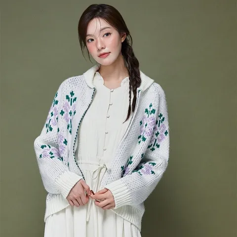 C 플라워조직 코위찬 가디건 PR4KG162