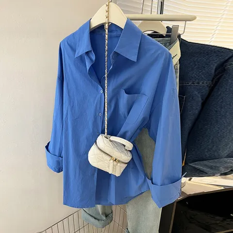 [브리치] 제로투올샵 / 클라인 블루 여성 얇은 셔츠 여름 블라우스 블루