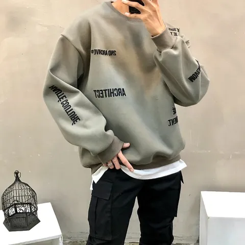 [브리치]  / 기모 소매 전판 엠보 자수 남자 겨울 맨투맨