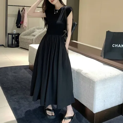 [다잇템] 여성 스타일 클래식 슬리브리스 롱원피스