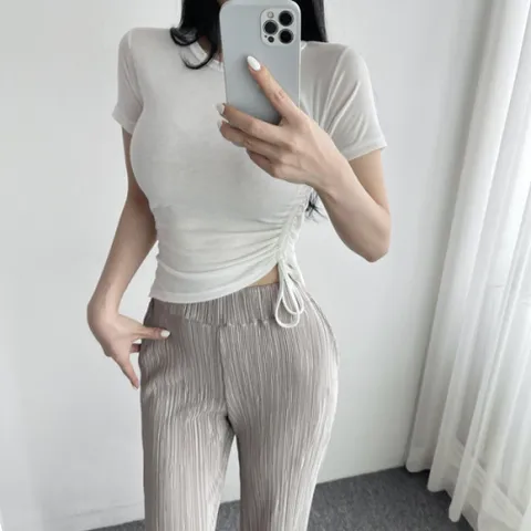 [브리치] 글램핏 / 1+1 사이드 셔링 포인트 슬림핏 크롭 반팔 티 4컬러