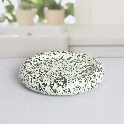 튜브 타원 접시  매트레몬블랙