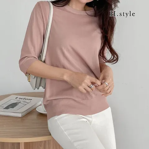 [하프클럽/에이치스타일]WC/안나R니트티/여름/니트티셔츠