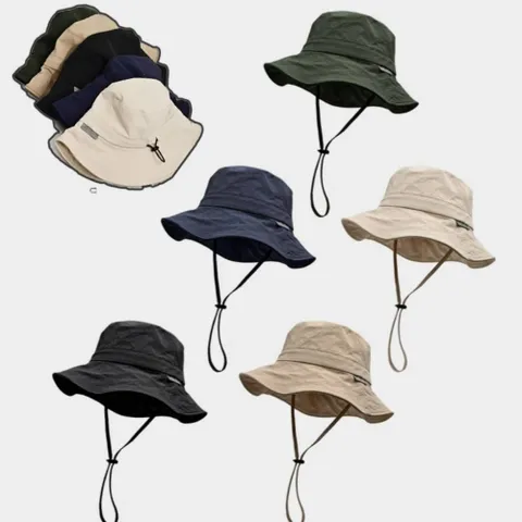 남성 여성 여름 벙거지 캠핑 낚시 등산 스트링 버킷햇 햇빛차단모자 펀칭모자 펀칭벙거지