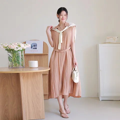 [최초가 89,000원]아르체 캡소매 썸머 원피스+니트 숄