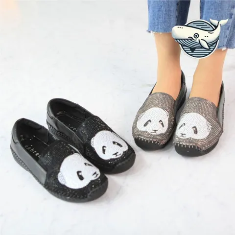 귀여운 팬더모양 반짝이 슬립온 편안한 운동화 여성단화 여름슬립온 여성슬립온