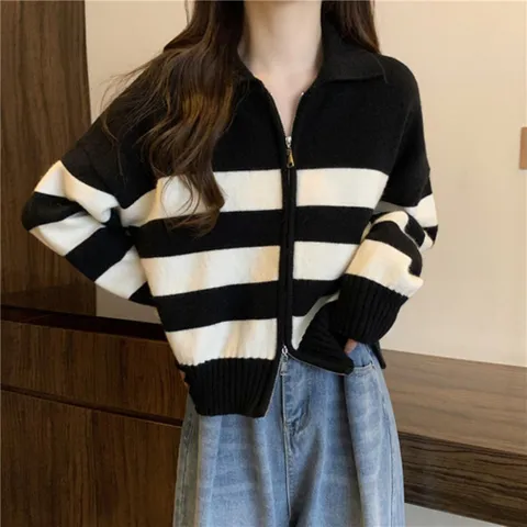 [다잇템] 여자 단가라 FW 클래식 카라집업 캐쥬얼 가디건