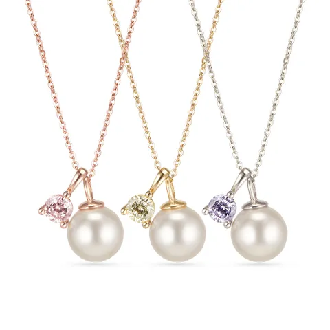 14k 파스텔 러브몬드 스와진주 목걸이