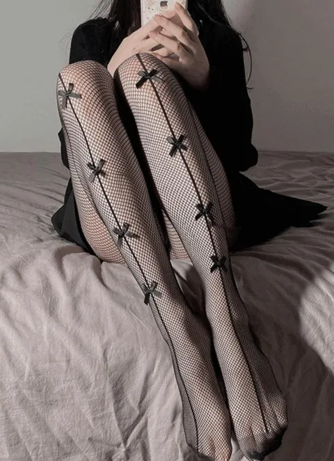 B 미니리본 망사 팬티스타킹 포인트 큐티 디자인 파티룩 이벤트룩