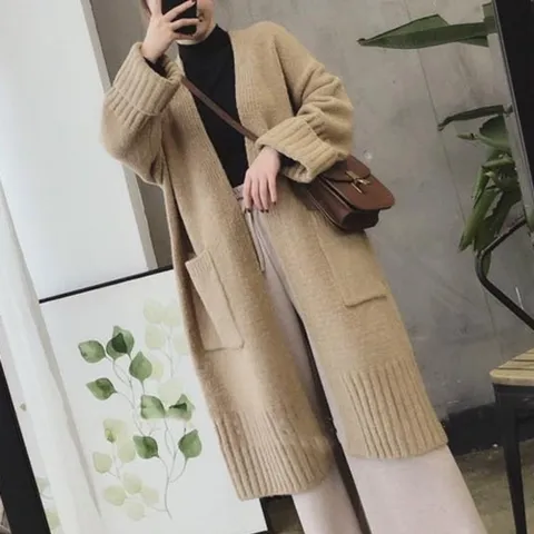 겨울 여성 롱가디건 데일리 캐주얼 카디건 로브
