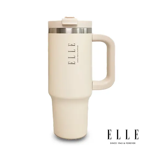 공식판매처 텀블러 900ML 대용량 아이보리 스텐 빨대포함 보냉 보온 손잡이용 휴대용 차량용