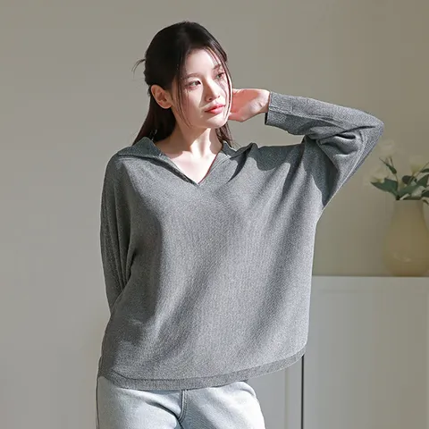 [최초가 109,000원]글리터 얀 브이넥 카라 니트  2종세트