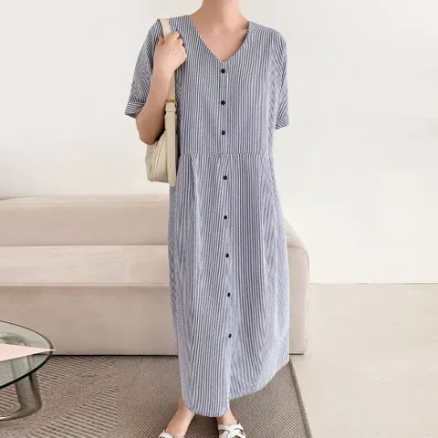 까르죠아 66110 시원한 스트라이프 원피스 77 88 99 사이즈 여성 여자 여름 지지미 지짐이