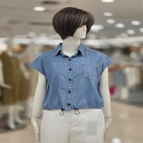 세이브존09 캡 소매 데님 블라우스 afhz3b431 (39374305)