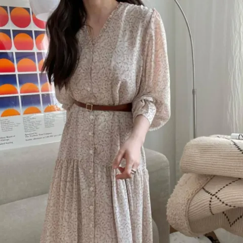 롱 원피스 여성 셔링 루즈핏 데일리 패션 결혼식하객룩 하객원피스 롱원피스 휴양지원피스