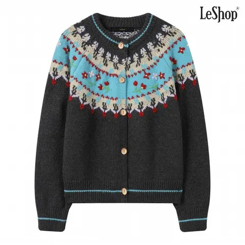 정상가:119,000원 ㅣ 나그랑 플라워 자수 패턴 니트 가디건 (DP4CK017A)