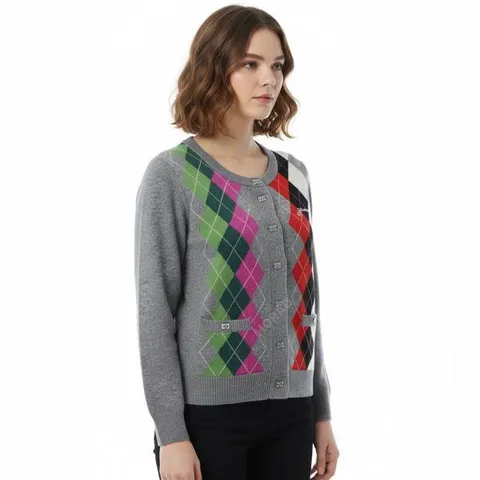 MUST IT_가니 25FW Grey Check Cardigan (K2512 921) (그레이 체크 가디건)