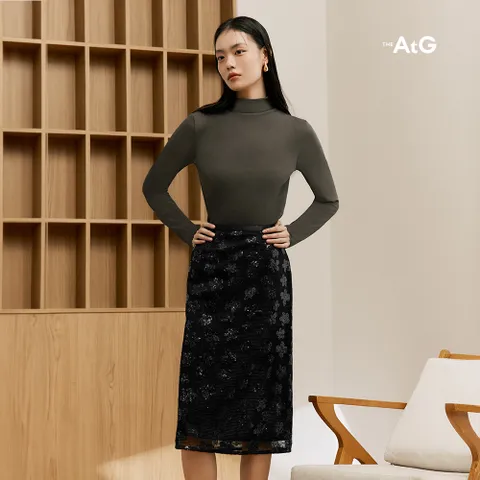 더엣지 플로럴 스팽글 스커트