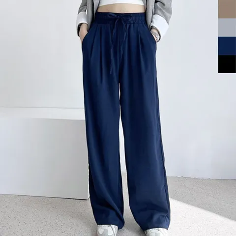 여성 린넨혼방 핀턱 와이드 밴딩팬츠 1P 여름 바지 여성여름바지 여자여름바지 린넨바지