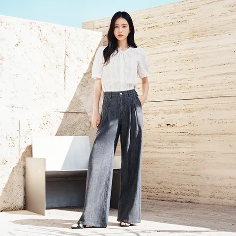 [동가게단독]26SS 린넨블렌디드 초경량 투턱 D 데님