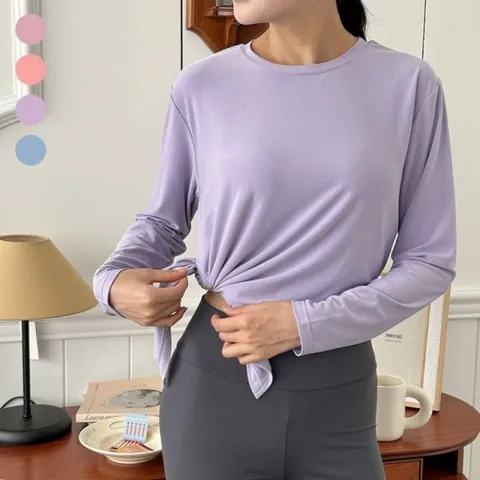 [하프클럽/모노무드]MNO 여성용 언발란스 트렌드 크루넥스판 장팔 티탑 캐주얼 코디 리복 룩 스웻셔츠 넉넉핏