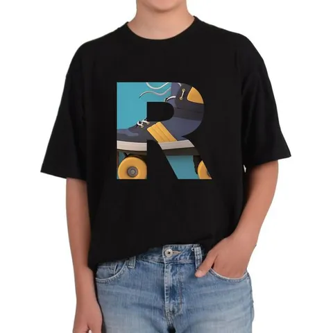 [하프클럽]  반팔라운드 알파벳 R 롤러스케이트 고고 롤러장 전사이즈