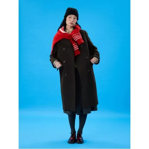 [24FW][Essential] 울 혼방 롱 피코트  브라운(BF4X30E01D)