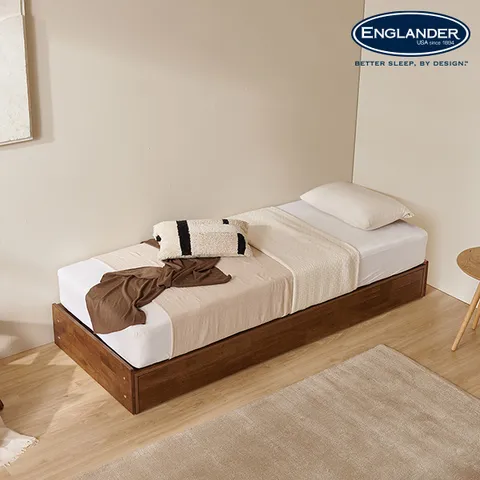 클림트 월넛 미니 무헤드 원목 시크릿 수납형 침대(삼중직 9존 케미컬폼 20T 독립매트-MS)