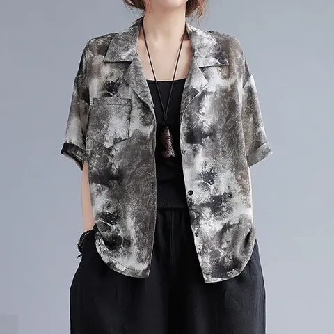 [빅사이즈] B-221367 쉬폰 셔츠/빅사이즈/루즈핏/오버핏/쉬폰/린넨/세트