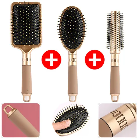 헤어브러쉬 (3종1세트) 롤 패들 쿠션 머리빗 세트 쿠션브러쉬 롤브러쉬 드라이빗 타원 사각