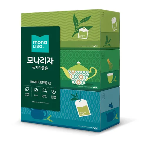모나리자 녹차가 좋은 각티슈 180+30매 3입 각티슈 녹차각티슈 모나리자각티슈 미용티슈
