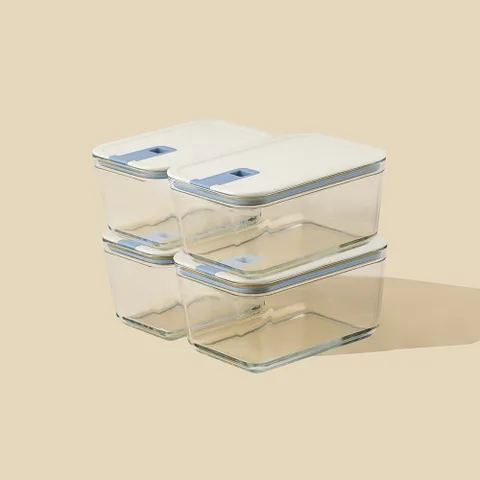 [비밀상품]  퍼펙트씰M 유리 밀폐용기 진공 반찬통 냉동밥보관 냉장고 정리 하이바디 4종