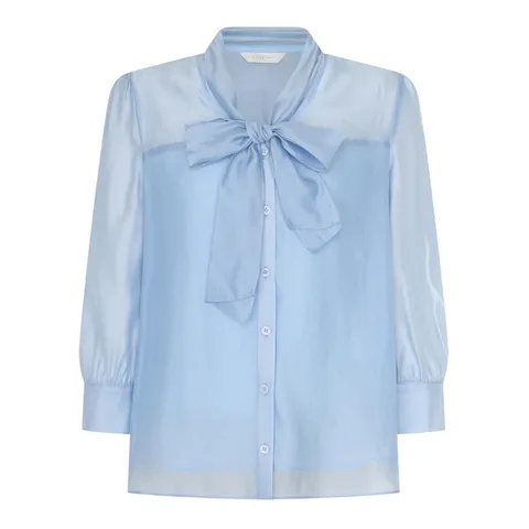 [롯데백화점][라인어디션]시스루 배색 리본 블라우스 (NVBLPD97)